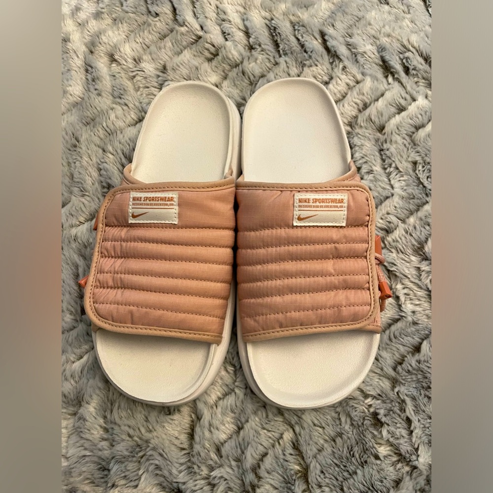Nike sportswear material adjustable slides; size 9 - 9 1/2